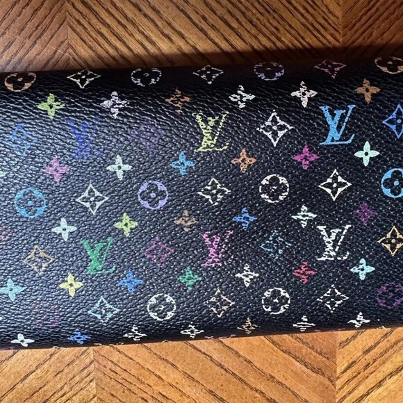 Authentic Louis Vuitton Monogram Multicolor Noir Sarah Women's Wallet - Picture 5 of 9